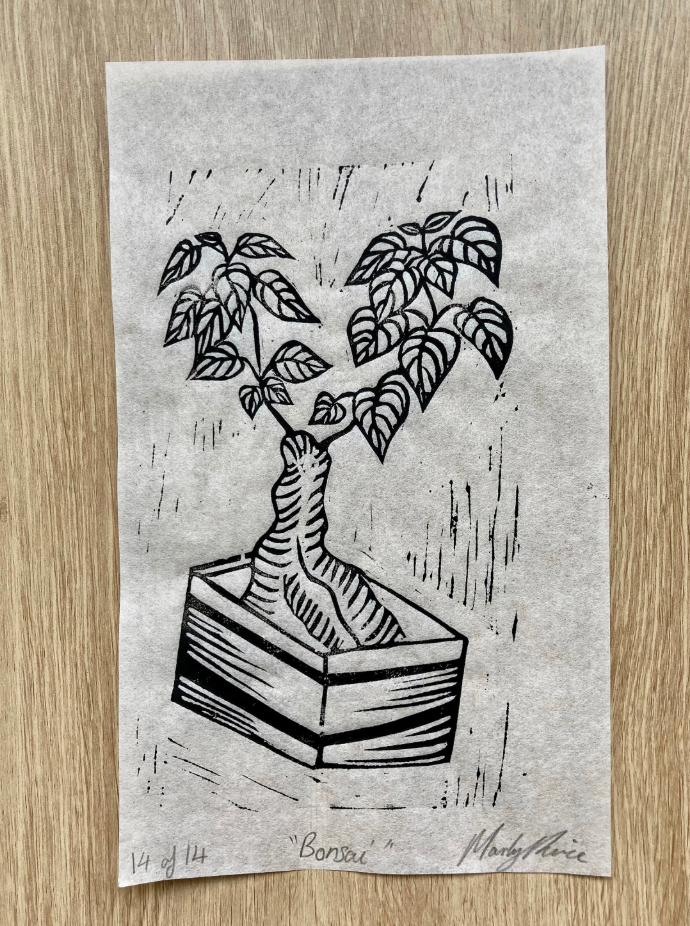 Bonsai Linocut Print