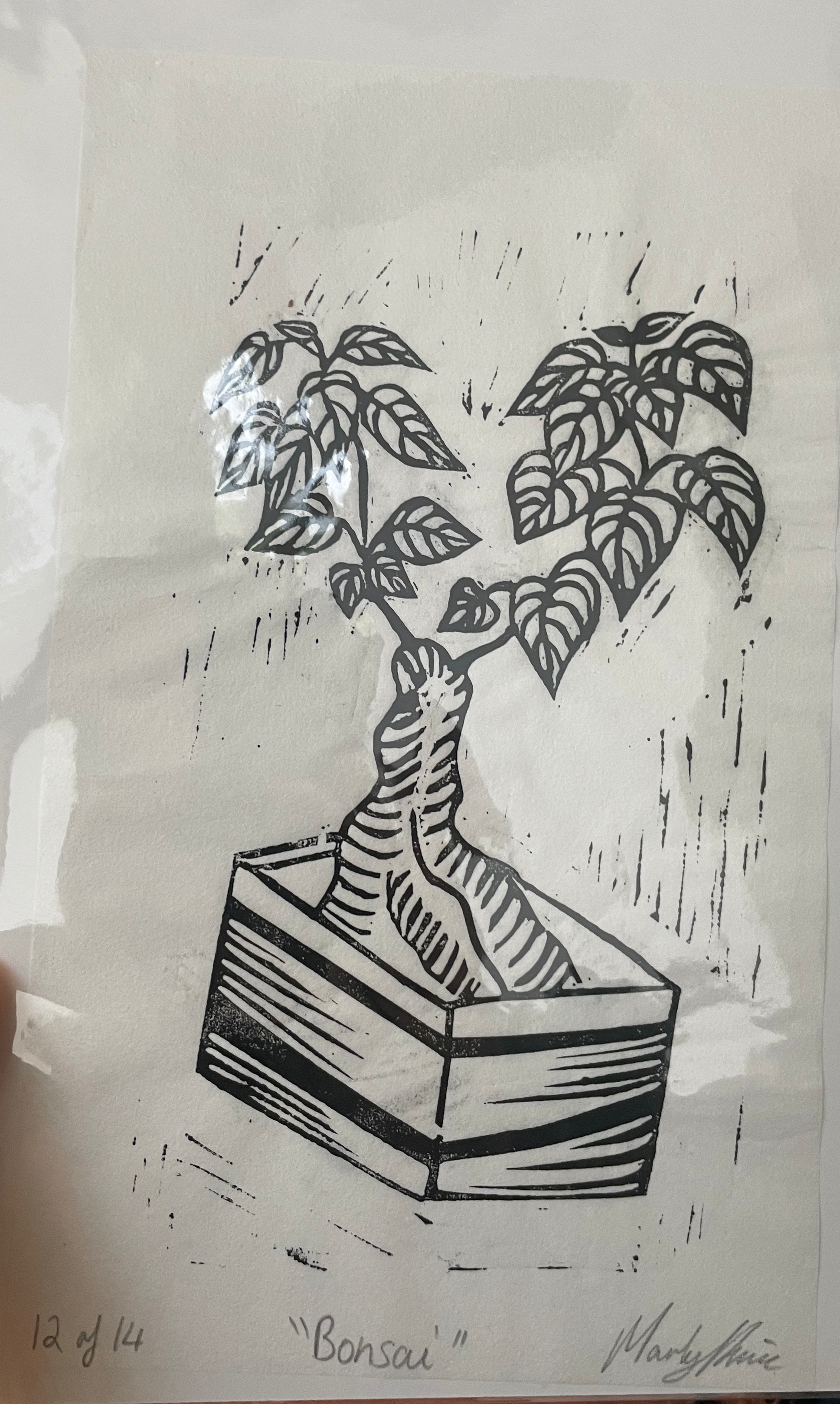 Bonsai Linocut Print