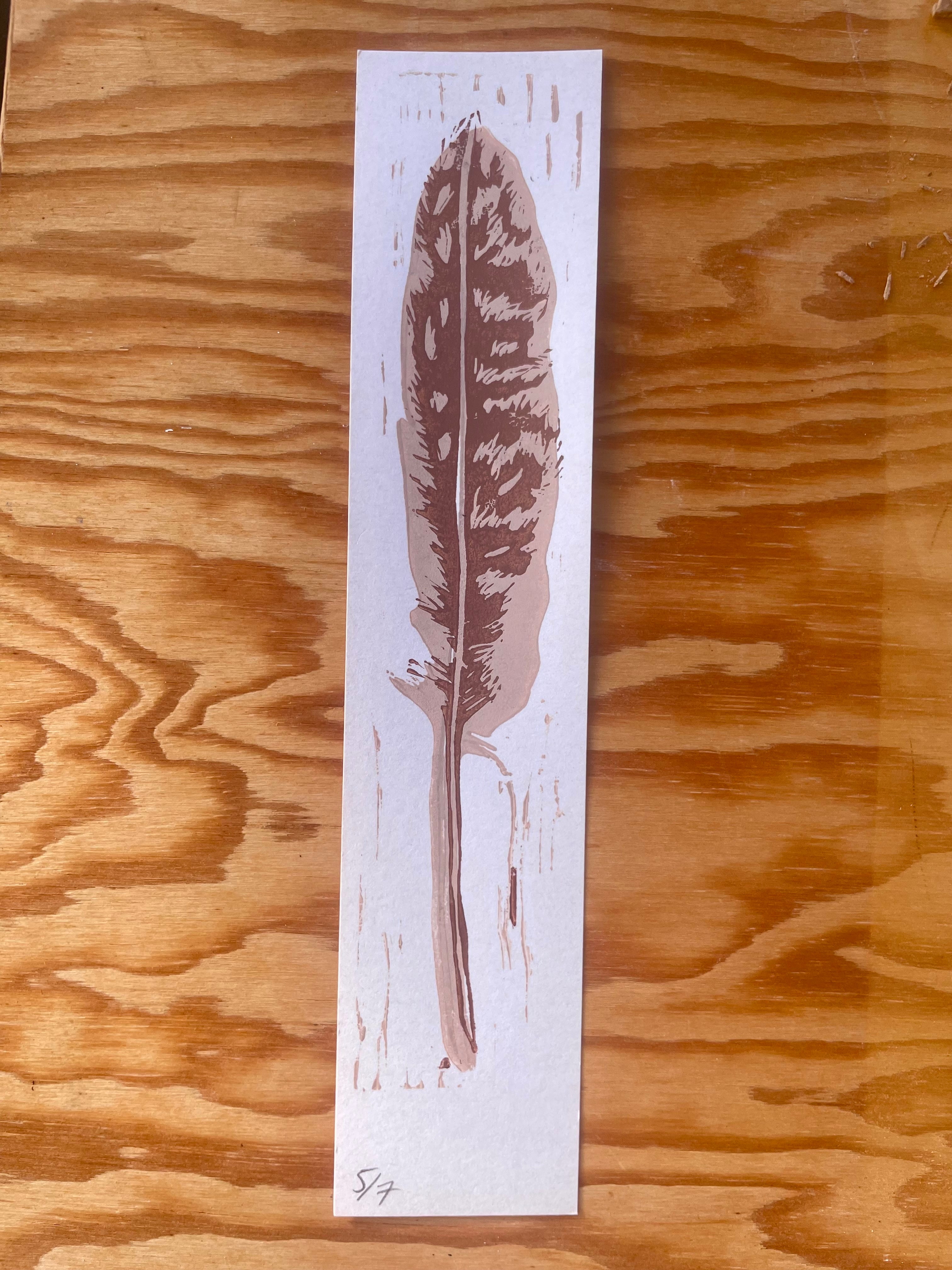 Falcon Feather Linocut