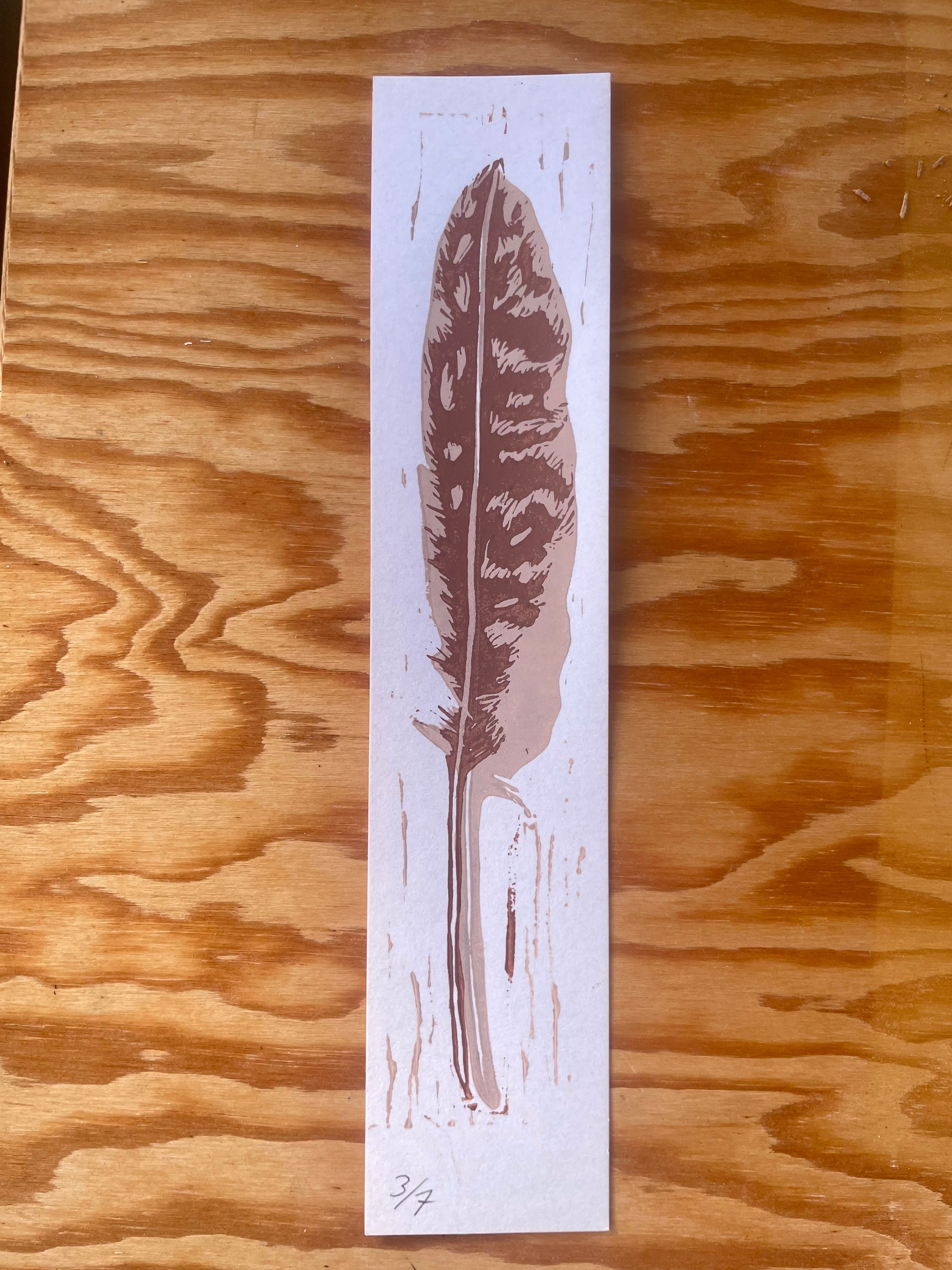 Falcon Feather Linocut