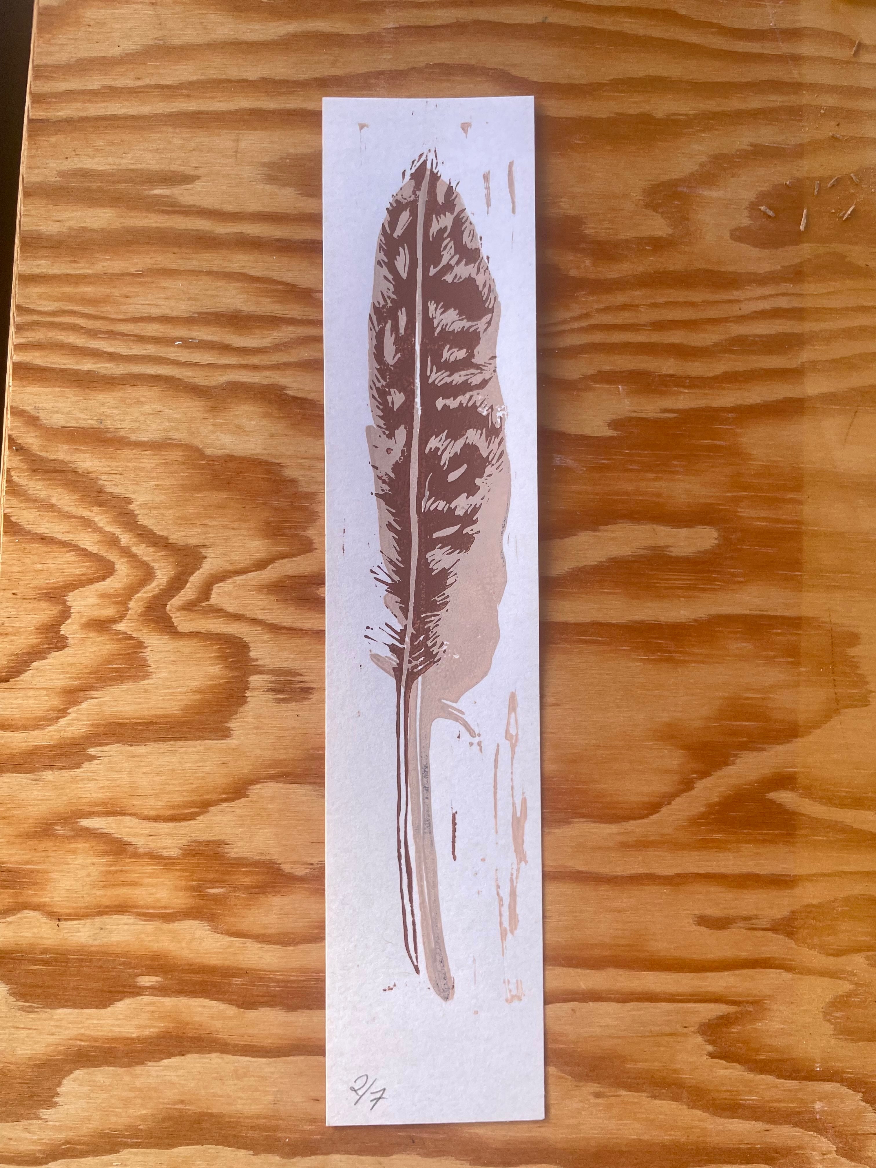 Falcon Feather Linocut