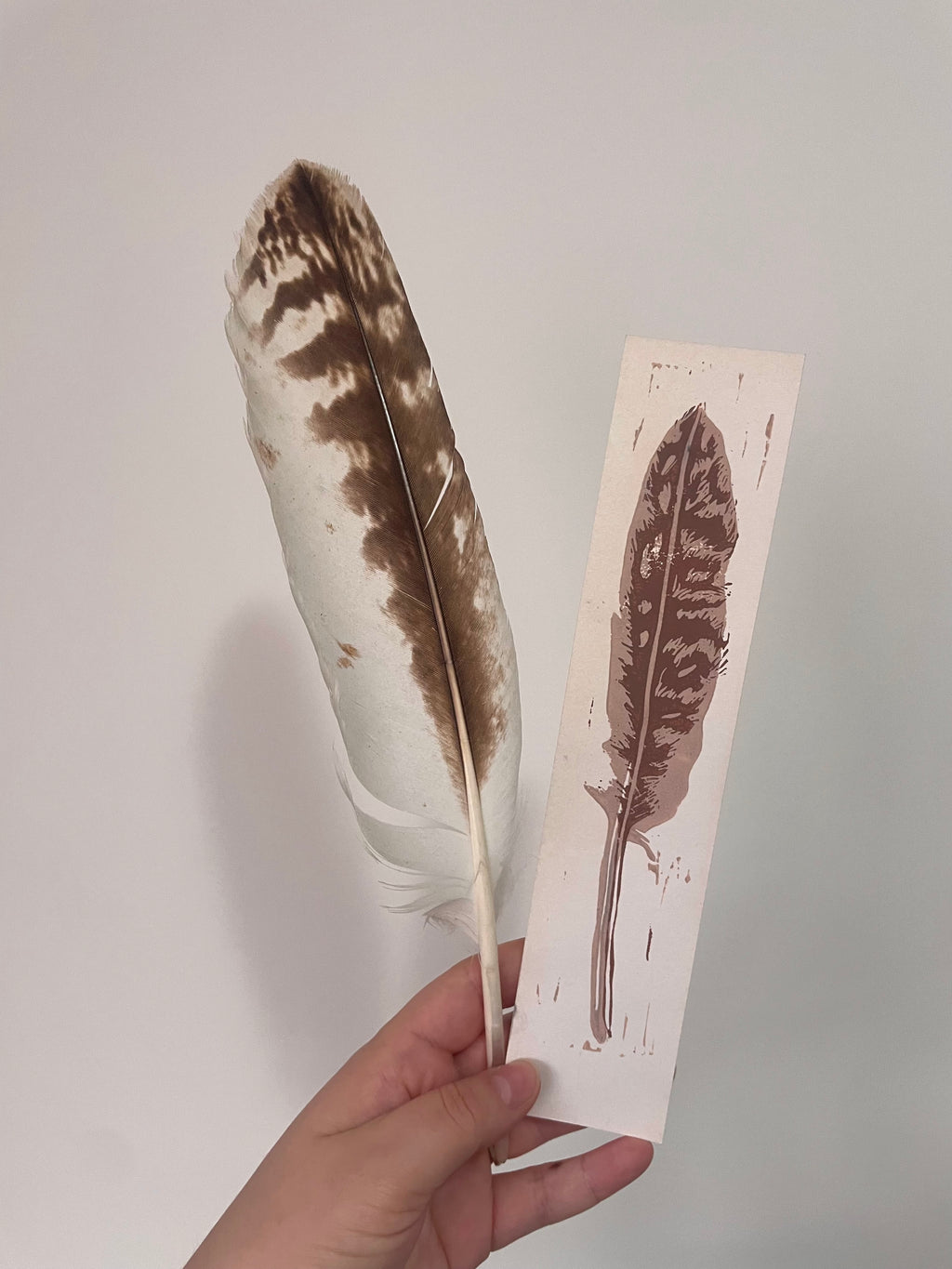 Falcon Feather Linocut