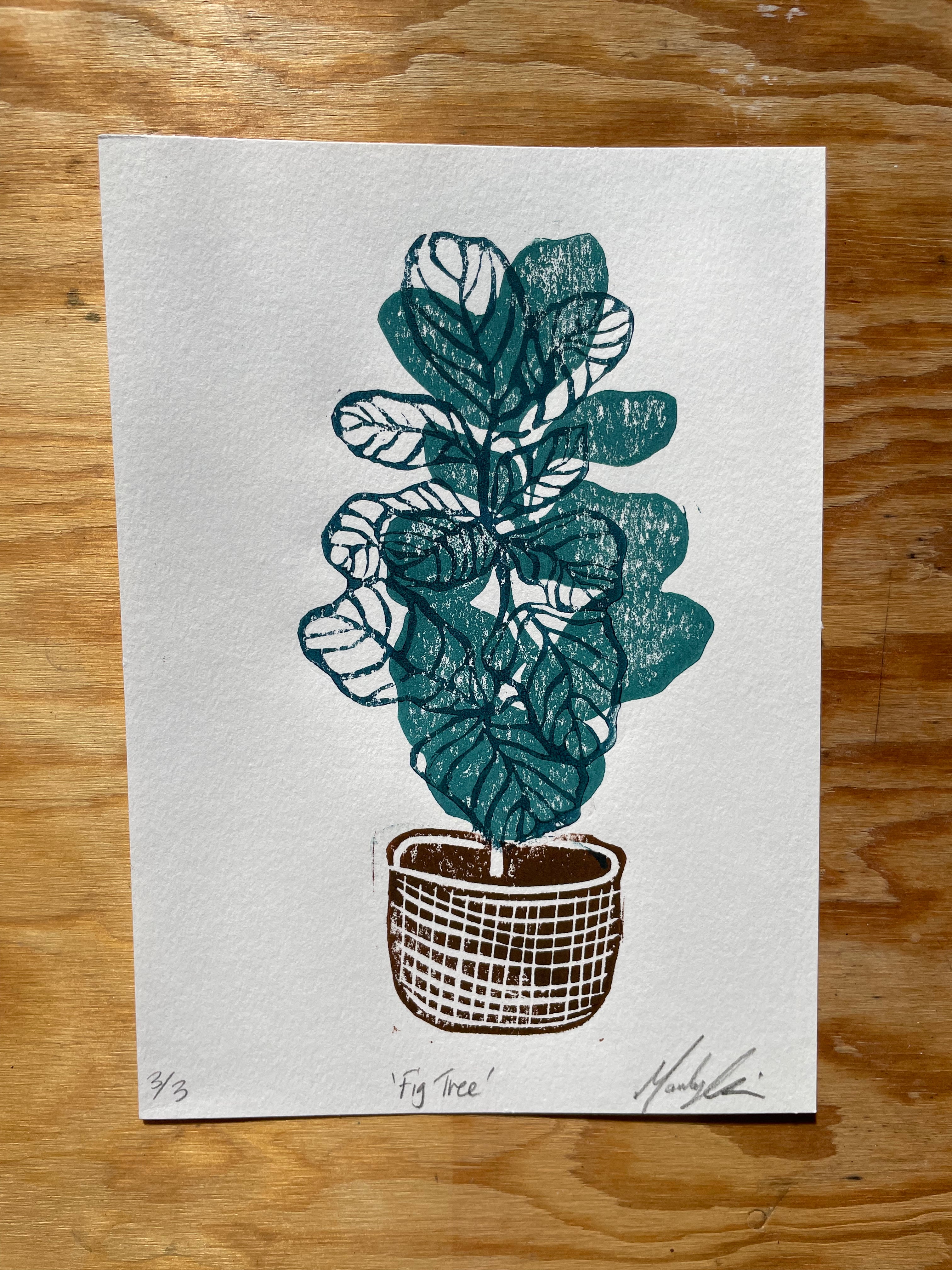 Fig Tree Linocut Print
