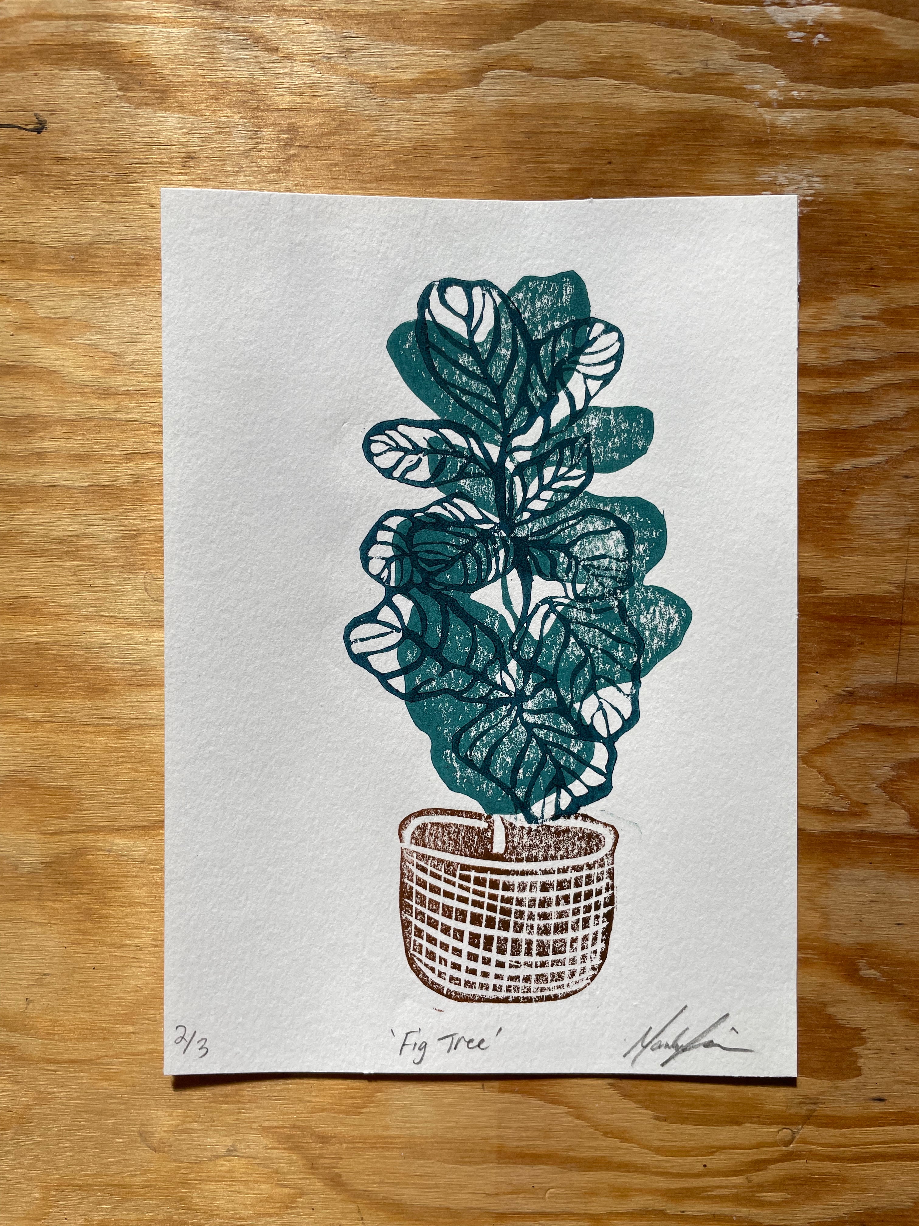 Fig Tree Linocut Print
