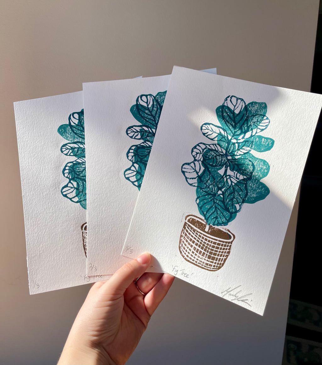 Fig Tree Linocut Print