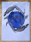 Pisces Zodiac Linocut Print