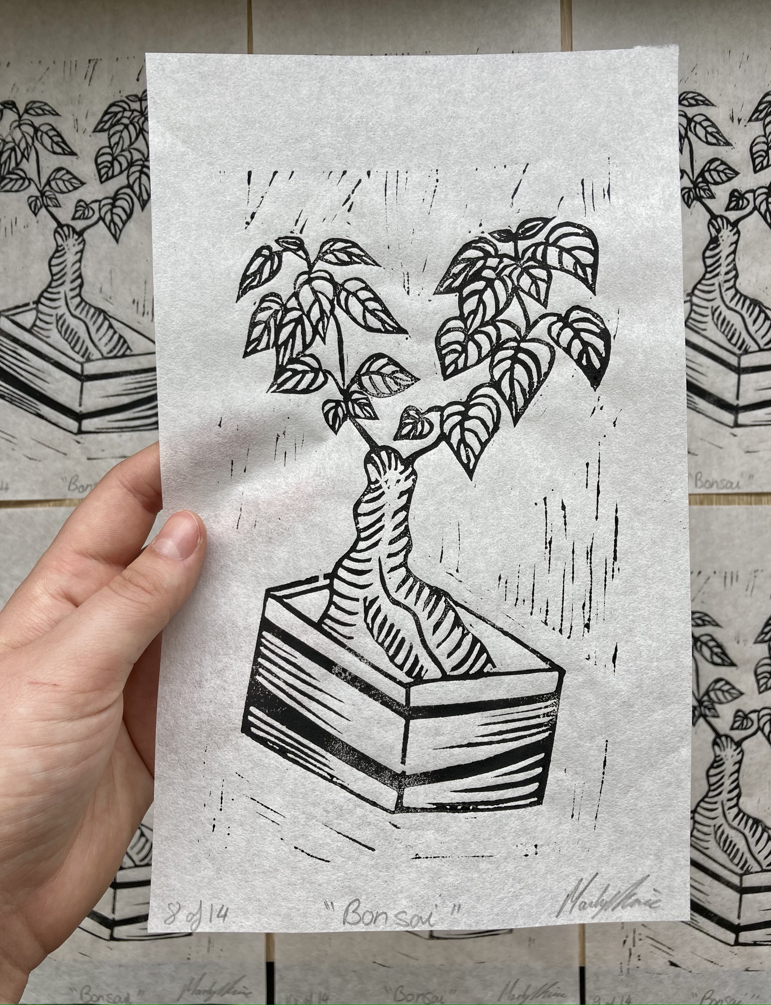 Bonsai Linocut Print